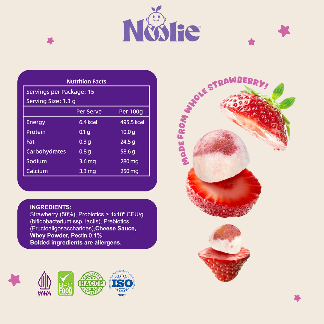 Noolie® Probiotic Bites, Improve Constipation for Kids with Real Strawberry
