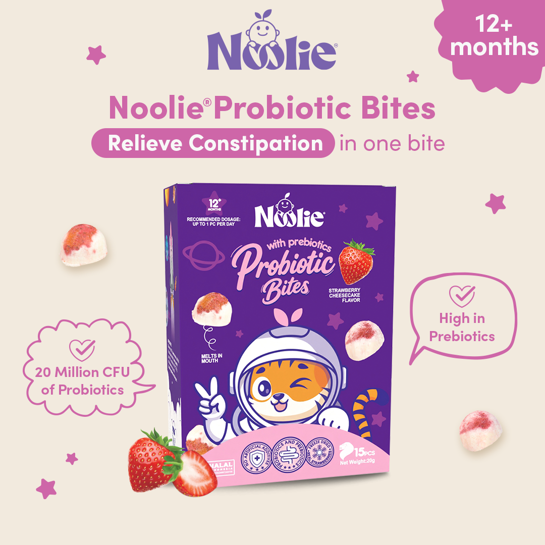Noolie® Probiotic Bites, Relieve Constipation for Kids with Real Strawberry