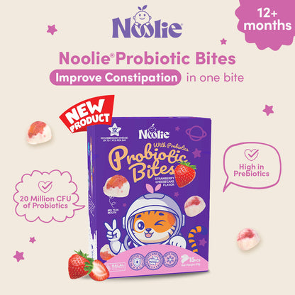 Noolie® Probiotic Bites, Improve Constipation for Kids with Real Strawberry